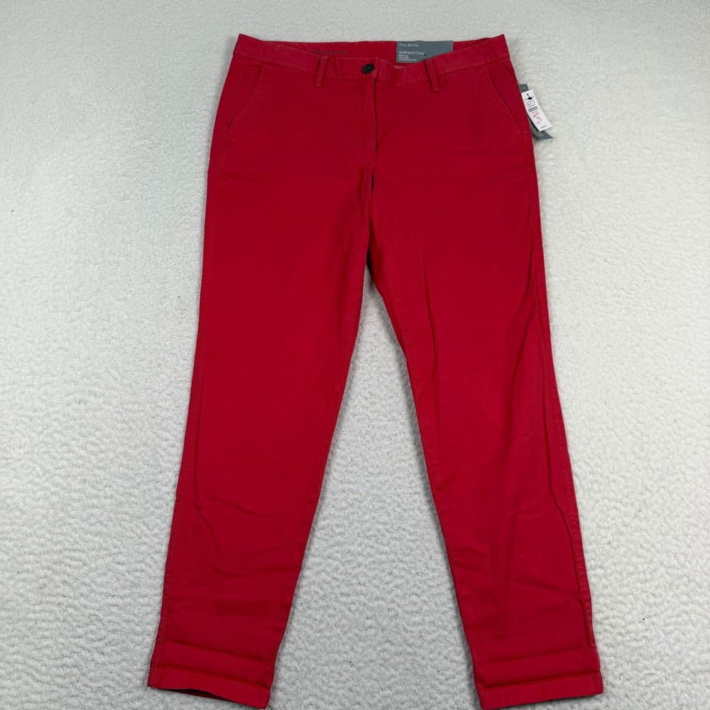 NWT‎ Talbots Girlfriend Chino Size 6P Red Ankle Length Relaxed Leg Stretch 32x27
